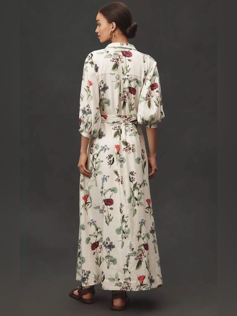 Anthropologie Maeve Mona Linen Maxi Shirtdress size Petite Large - Picture 4 of 10